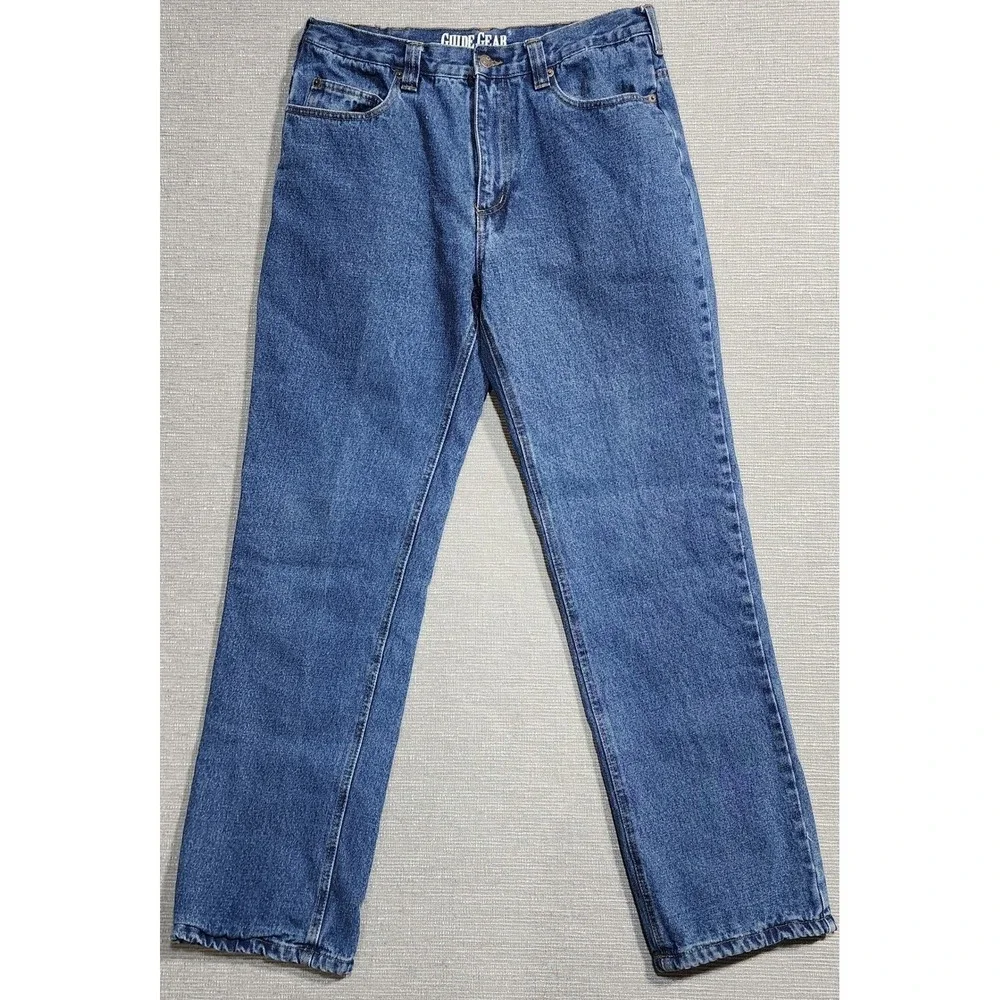 Guide Gear Mens Flannel Lined Jeans Blue Winter Thermal‎ 36x34 Warm Rugged work
